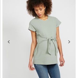 Tie Front Textured Maternity Top